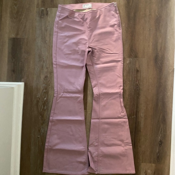 Free People Faux Leather Pink/Mauve Penny Pants - Picture 2 of 4